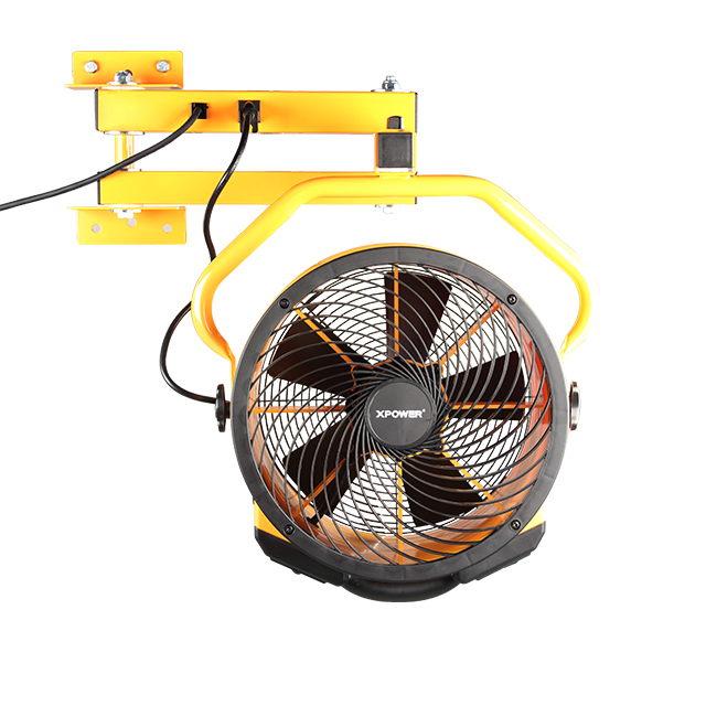 XPOWER FA-300K 14' 20' ওয়াল মাউন্ট আর্ম সহ হলুদ কুলিং ফ্যান কিট